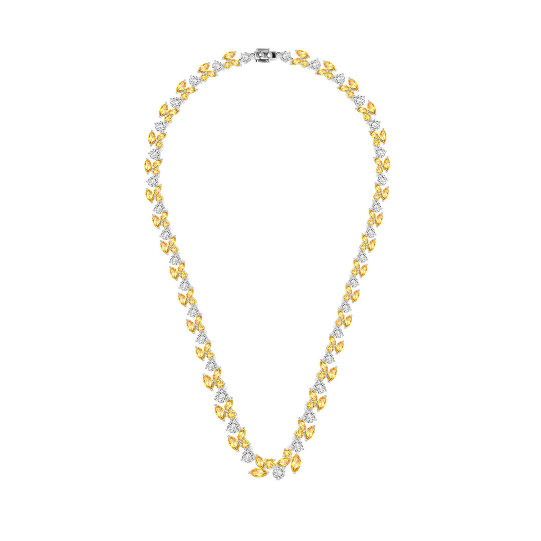 225N0157-01_Silver_Yellow_CZ_long_dangle_necklace
