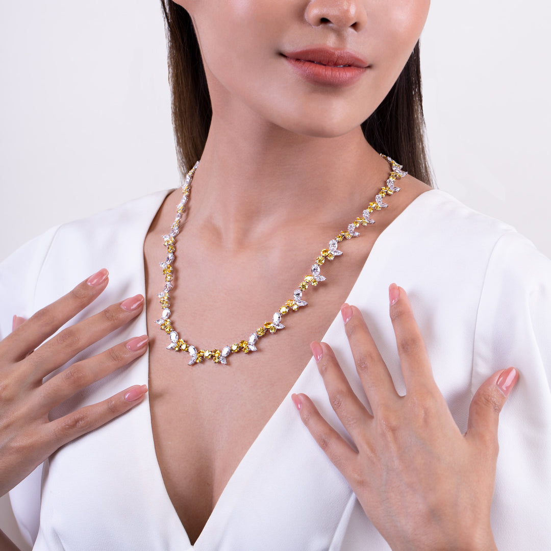 225N0159-01_Silver_Yellow_CZ_long_dangle_necklace
