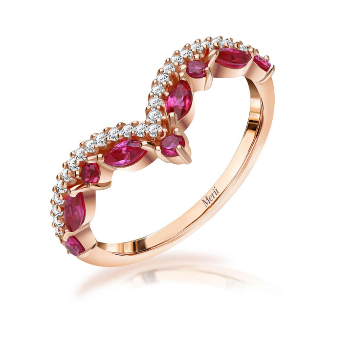 225R0142_01_Laureate_925_Rose_gold_plate_sterling_silver_cubic_zirconia_red_princess_crown_ring