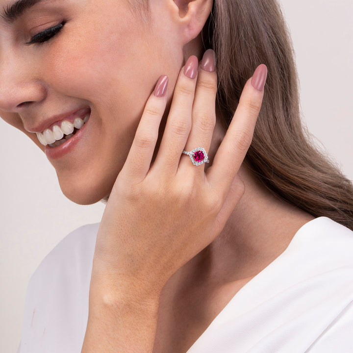 225R0151-01-6_Merii_Candy_Land__Solitaire_ring_SYNTHETIC_RUBY_FACET_CUSHION_Sterling_silver_and_Rhodium_Plated