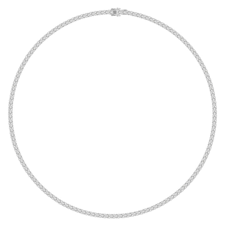 100 Cuts: Silver rhodium plated with 2.5 mm round CZ 15 3/8" classic eternity tennis necklace