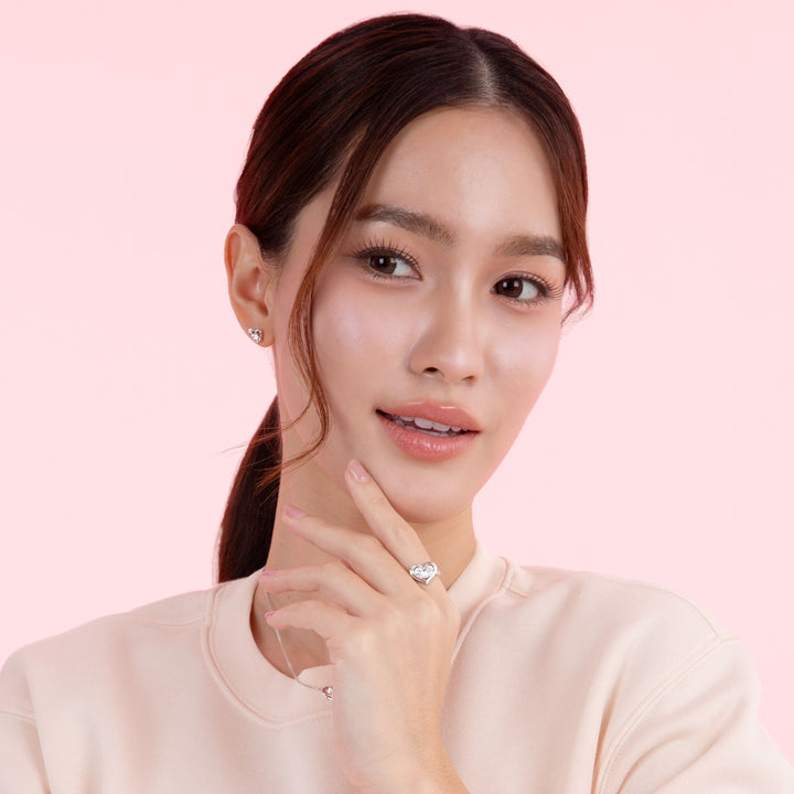 To Have and To Hold: Rhodium Plated 925 Sterling Silver Heart Earrings with Round Cut Cubic Zirconia