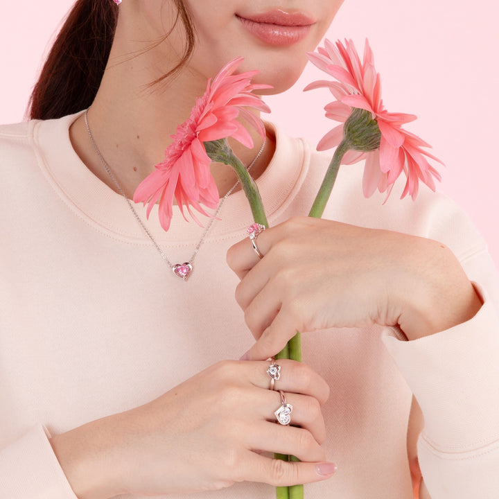 To Have and To Hold: Rhodium Plated 925 Sterling Silver Heart Ring with Round Cut Cubic Zirconia