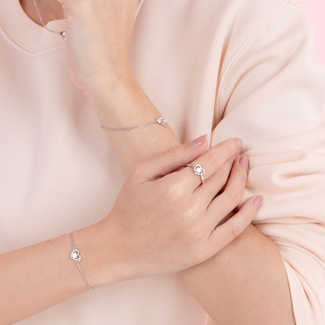 To Have and To Hold: Rhodium Plated 925 Sterling Silver Heart Ring with Round Cut Cubic Zirconia