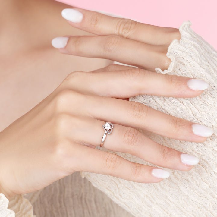 To Have and To Hold: Rhodium Plated 925 Sterling Silver Heart Ring with Round Cut Cubic Zirconia