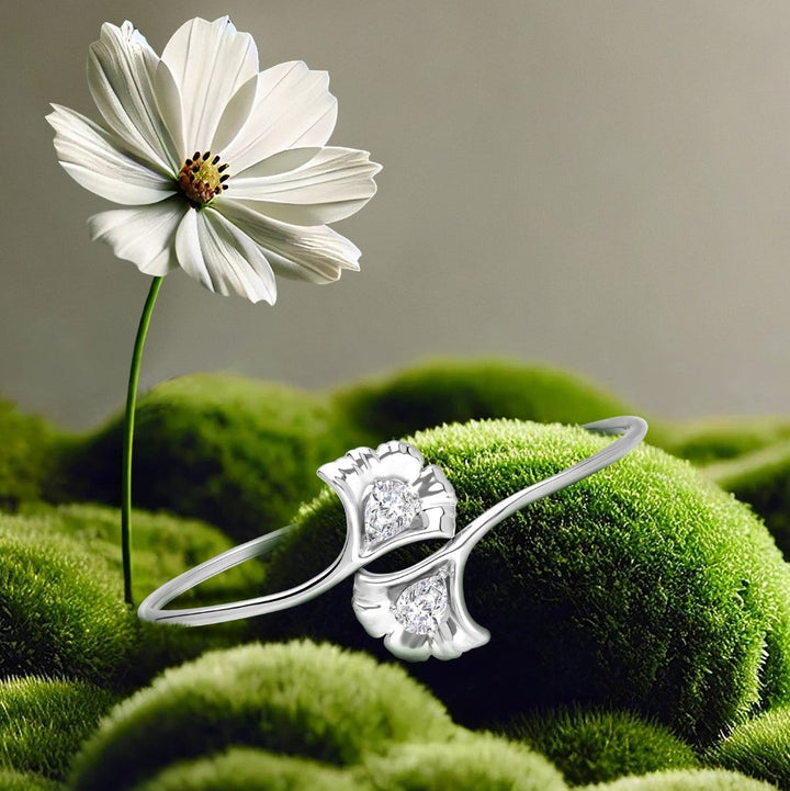 221B0027-01-Silver-pear-cut-CZ-two-ginkgo-leaves-bangle