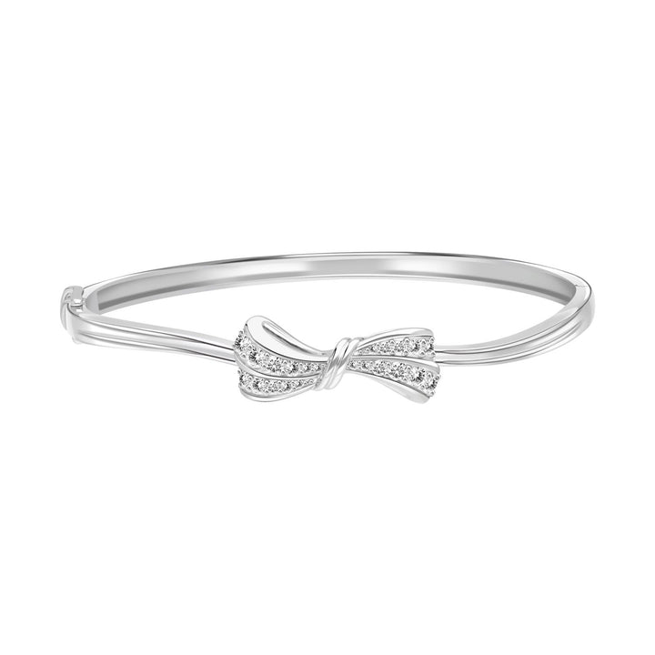 Ballerina: Sterling Silver Rhodium Plated CZ Bow Bangle
