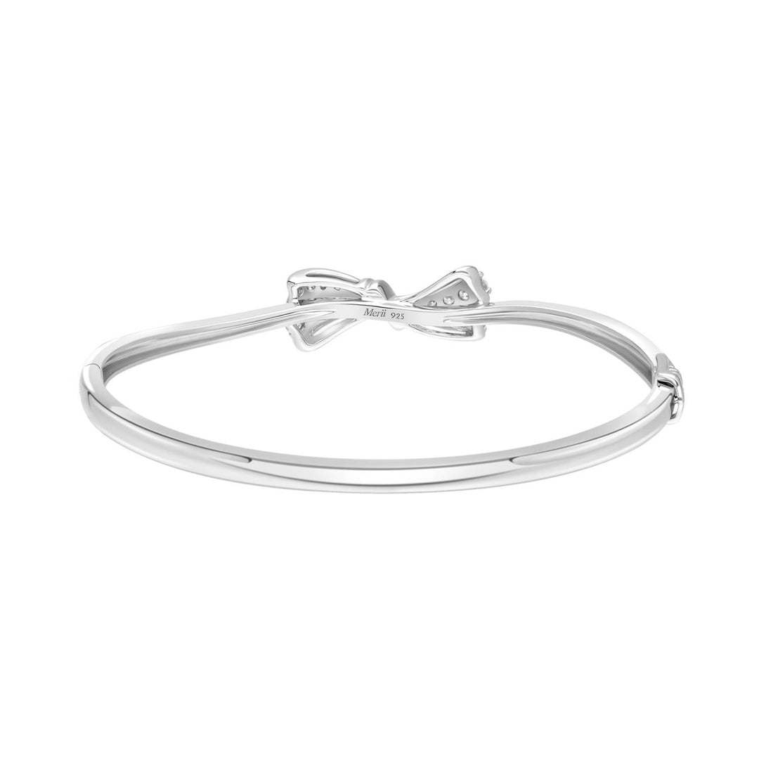 Ballerina: Sterling Silver Rhodium Plated CZ Bow Bangle