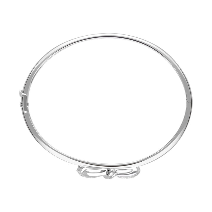 Ballerina: Sterling Silver Rhodium Plated CZ Bow Bangle