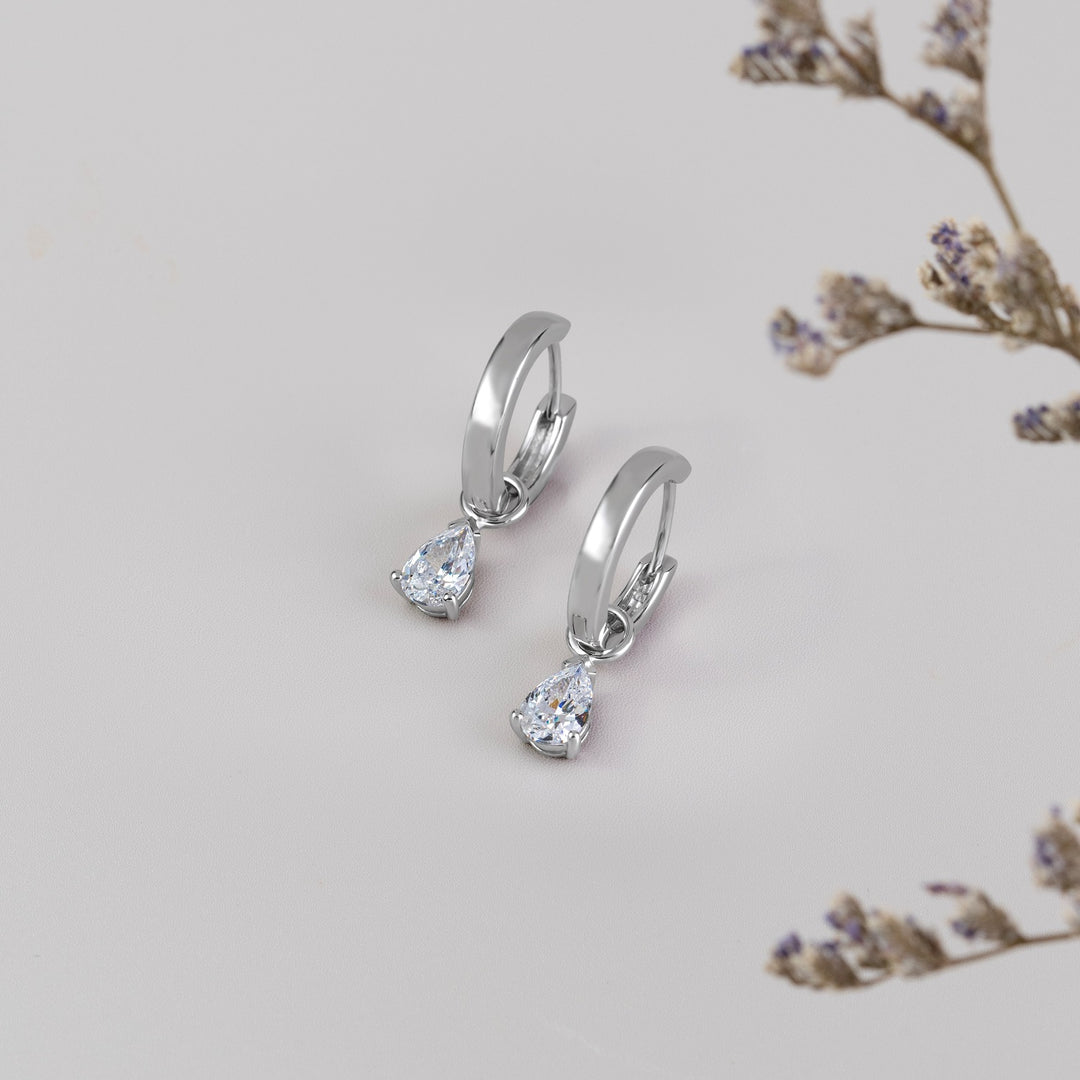 221E0553-01-Merii-Silver-CZ-pear-drop-huggie-earrings