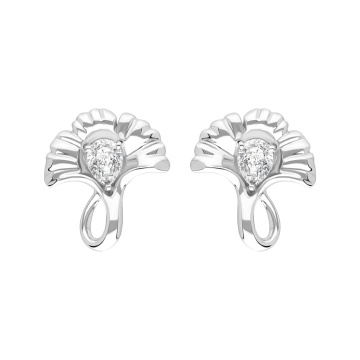 221E0585-01-Silver-pear-cut-CZ-ginkgo-leaf-stud-earrings