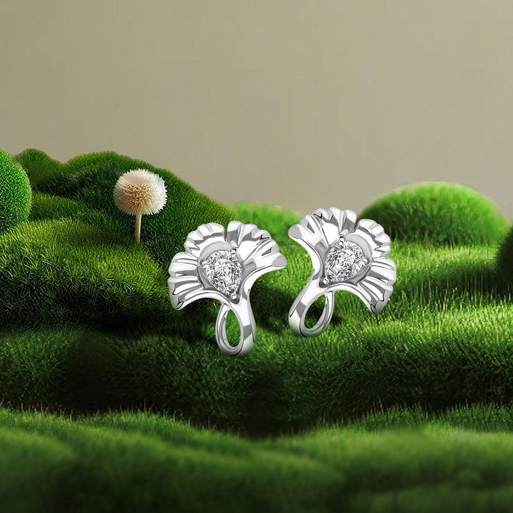 221E0585-01-Silver-pear-cut-CZ-ginkgo-leaf-stud-earrings