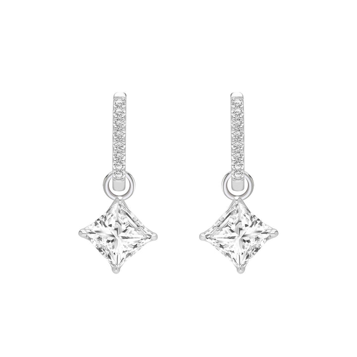 221E0598-01-Silver-Lozenge-Design-Princess-Cut-CZ-Hoop-Earrings