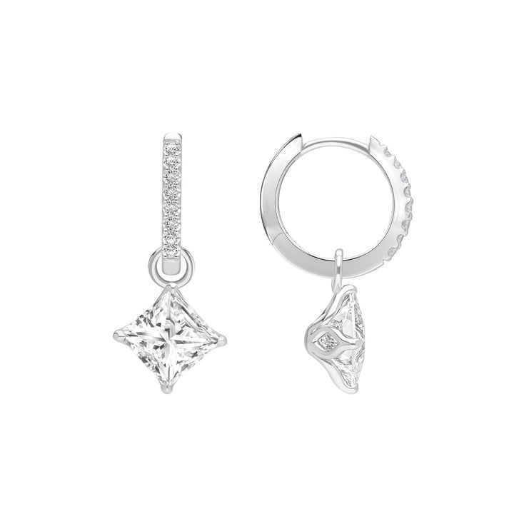 221E0598-01-Silver-Lozenge-Design-Princess-Cut-CZ-Hoop-Earrings