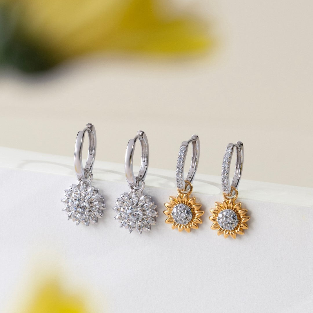 221E0604-01-silver-rhodium-plated-CZ-sunflower-hoop-earrings