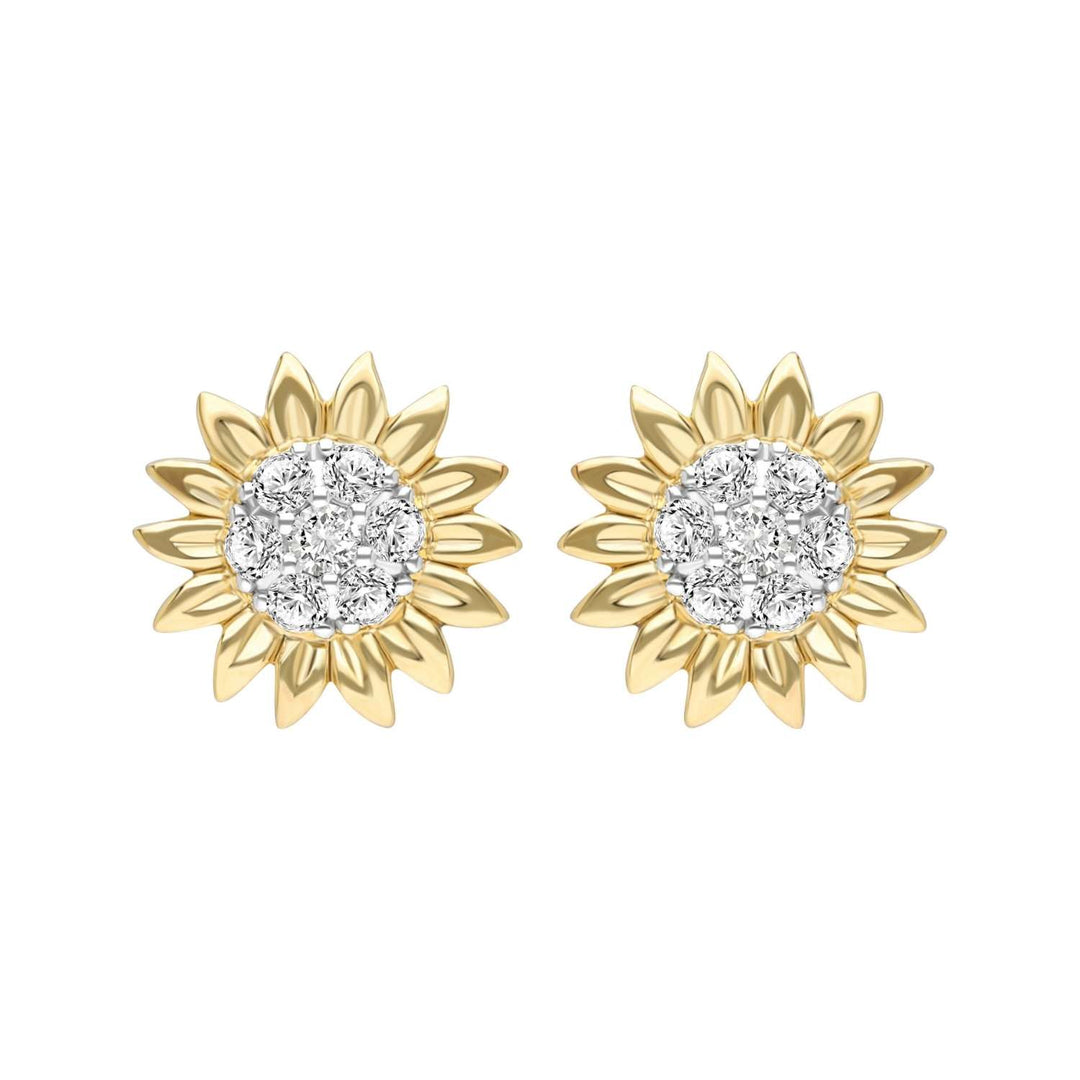 221E0606-01-Silver-gold-plated-CZ-sunflower-stud-earrings