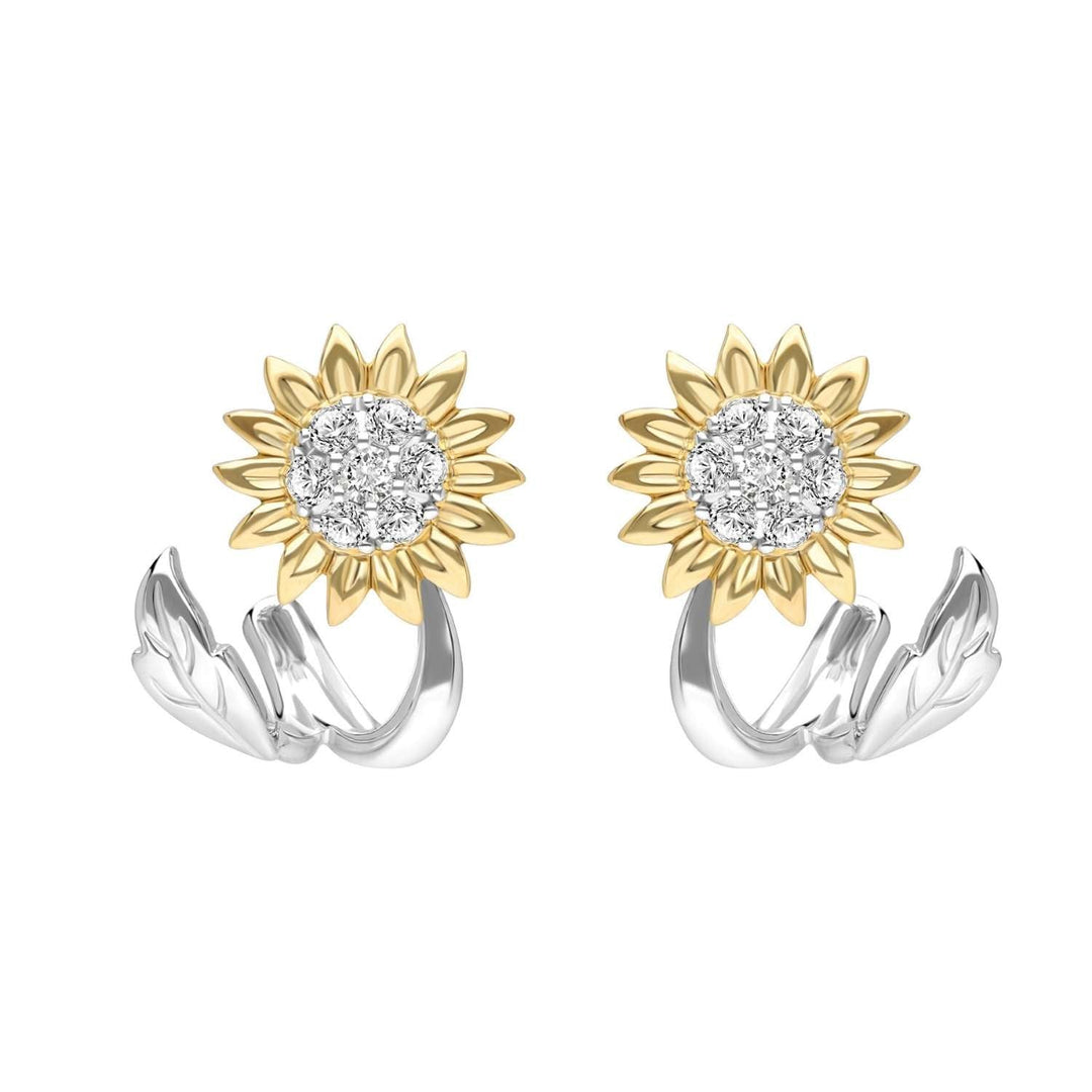 221E0607-01-Silver-gold-plated-CZ-sunflower-blossom-stud-earrings