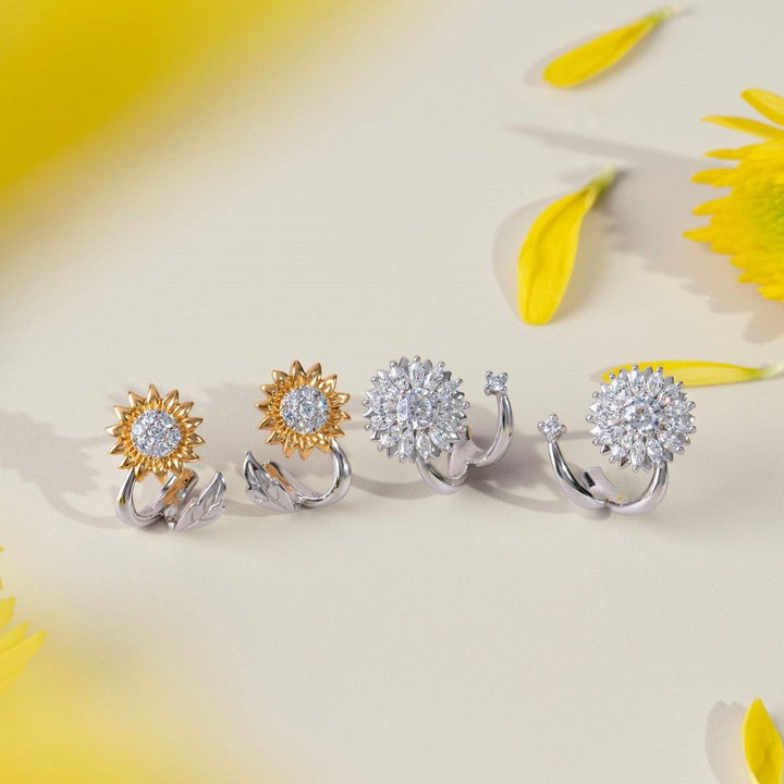 221E0607-01-Silver-gold-plated-CZ-sunflower-blossom-stud-earrings