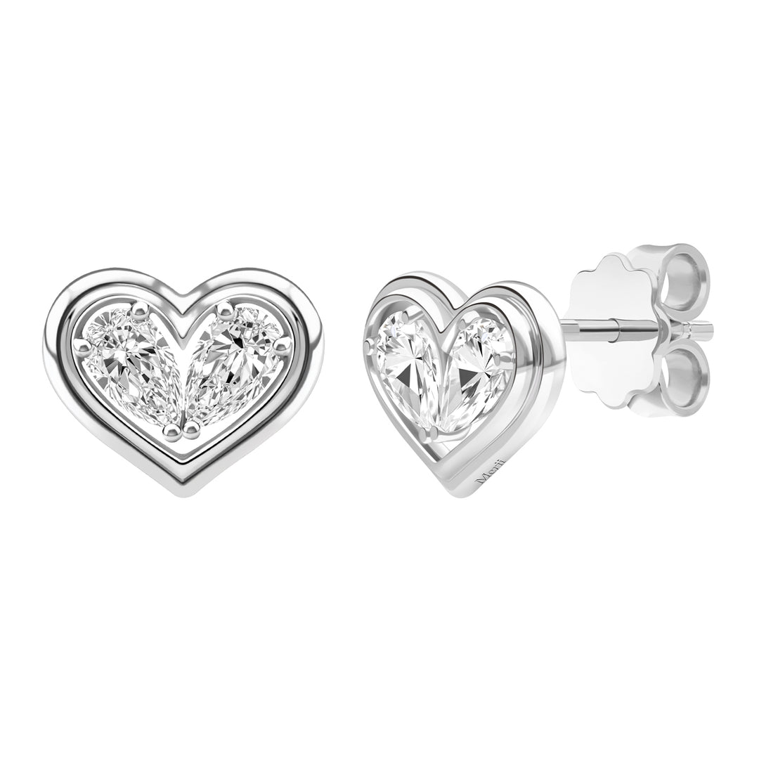 To Have and To Hold: Rhodium Plated 925 Sterling Silver Heart Earrings with Pear Cut Cubic Zirconia