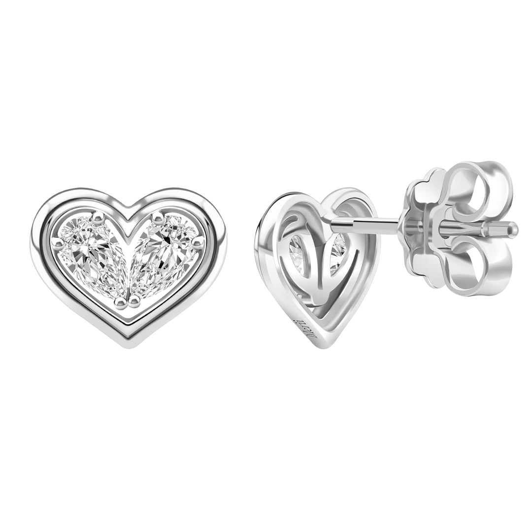 To Have and To Hold: Rhodium Plated 925 Sterling Silver Heart Earrings with Pear Cut Cubic Zirconia