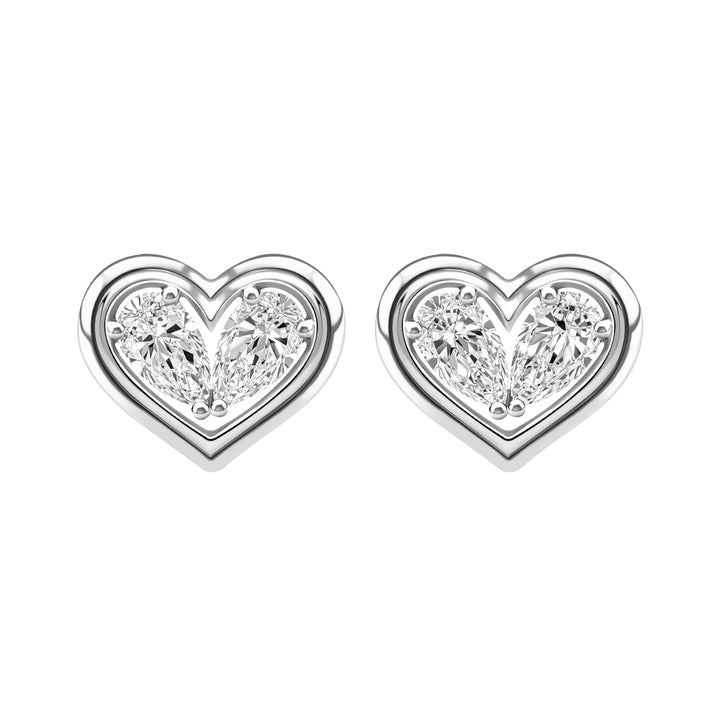 To Have and To Hold: Rhodium Plated 925 Sterling Silver Heart Earrings with Pear Cut Cubic Zirconia