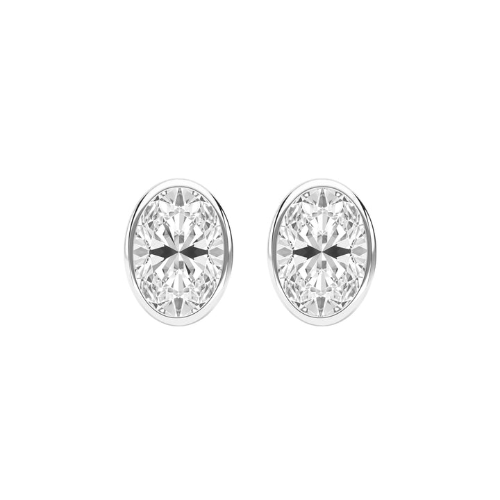 Little piece of me: Silver Rhodium Plated with Oval CZ Bezel Set Stud Earrings