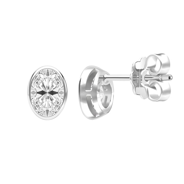 Little piece of me: Silver Rhodium Plated with Oval CZ Bezel Set Stud Earrings