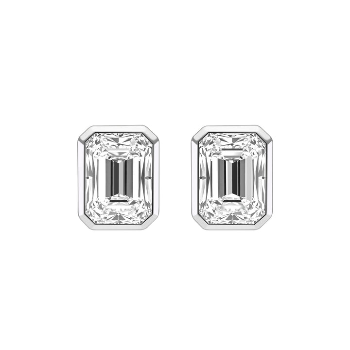 Little piece of me: Silver Rhodium Plated with Octagon CZ Bezel Set Stud Earrings