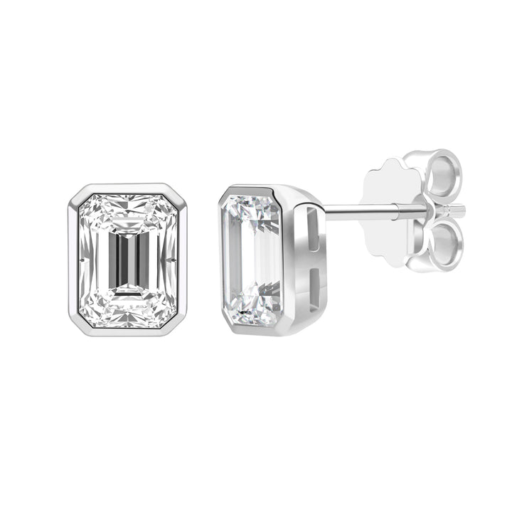 Little piece of me: Silver Rhodium Plated with Octagon CZ Bezel Set Stud Earrings