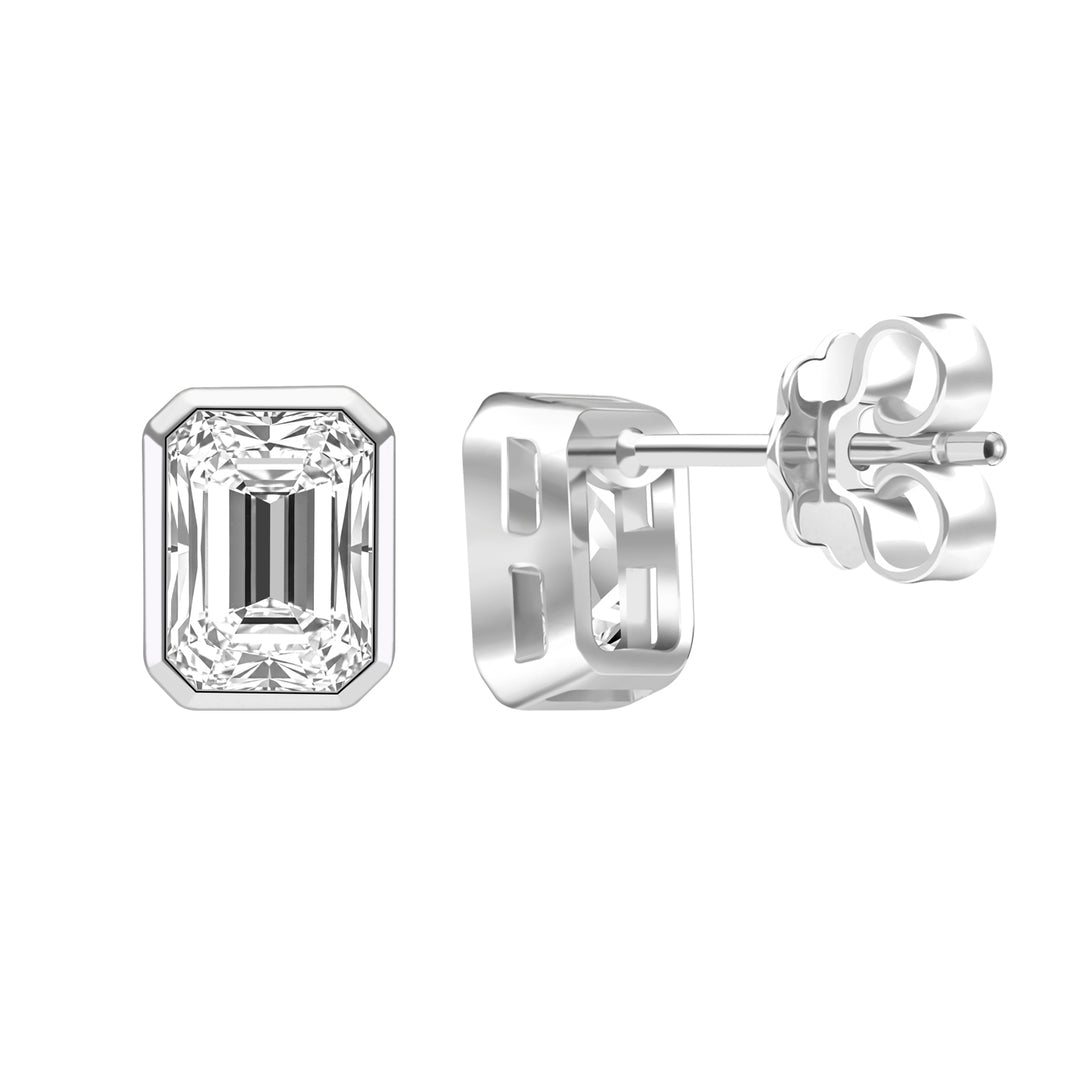 Little piece of me: Silver Rhodium Plated with Octagon CZ Bezel Set Stud Earrings