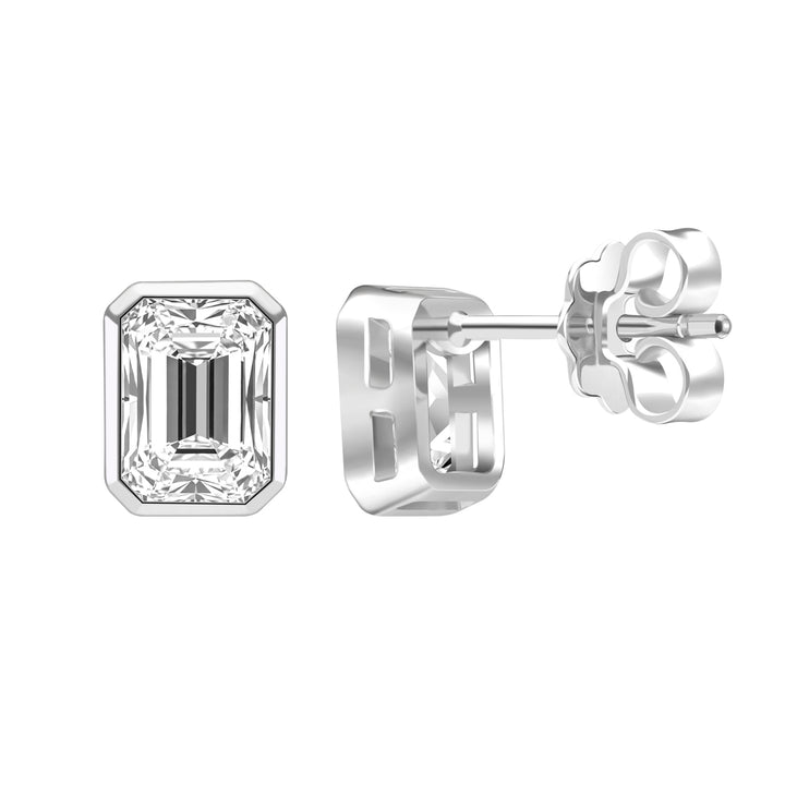 Little piece of me: Silver Rhodium Plated with Octagon CZ Bezel Set Stud Earrings