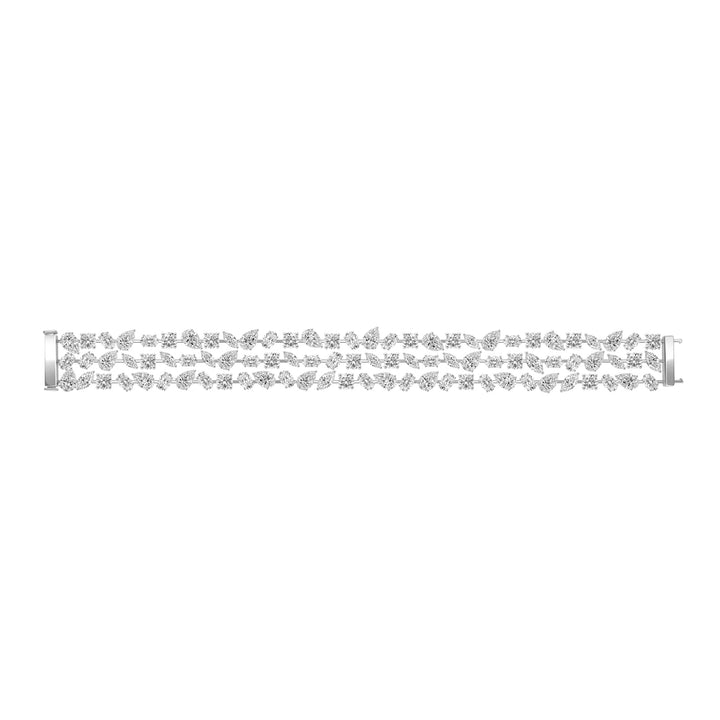 Laureate: Silver Rhodium Plated with Triple-Row Multi-Shape Mixed Cut CZ Tennis Bracelet