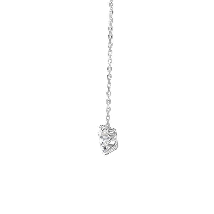 100 Cuts: Silver rhodium plated 6.5 mm round cut 100 facet CZ solitaire pendant with 16" necklace