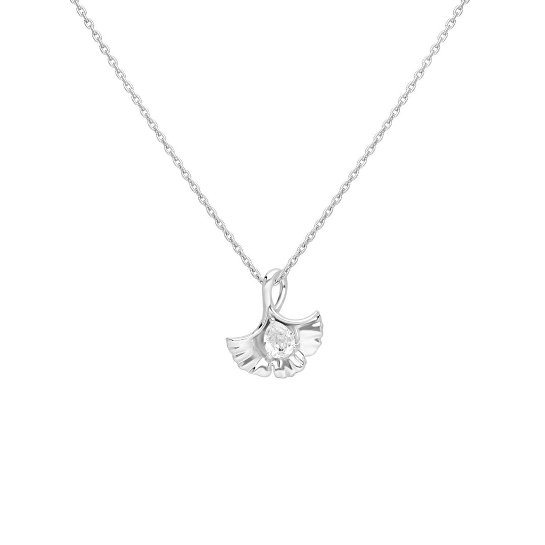 221N0400-01-Silver-pear-cut-CZ-ginkgo-leaf-pendant-necklace