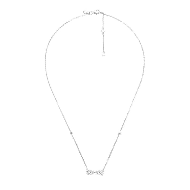 Ballerina: Sterling Silver Rhodium Plated CZ Pear Cut Infinity Bow Necklace