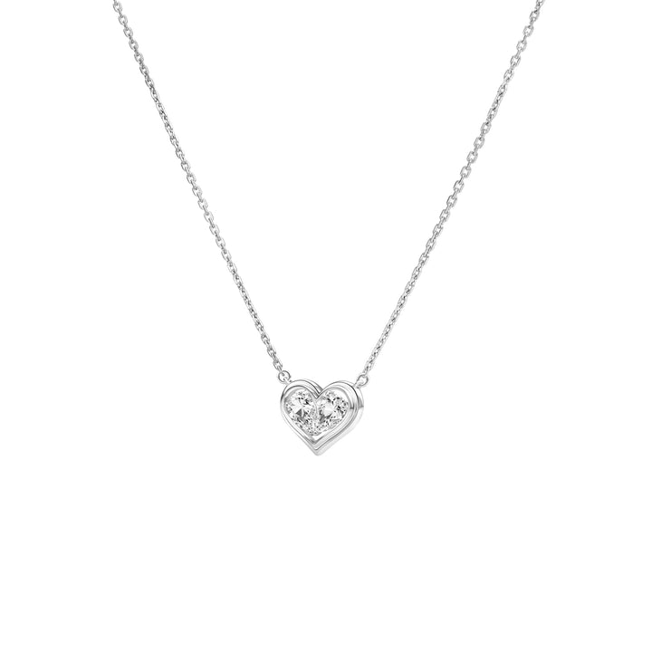 To Have and To Hold: Rhodium Plated 925 Sterling Silver Heart Necklace with Pear Cut Cubic Zirconia