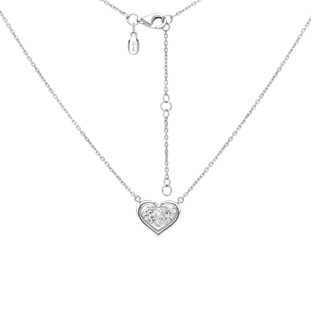 To Have and To Hold: Rhodium Plated 925 Sterling Silver Heart Necklace with Pear Cut Cubic Zirconia