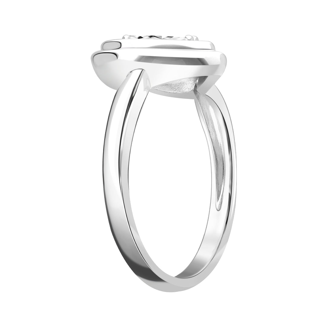 To Have and To Hold: Rhodium Plated 925 Sterling Silver Heart Ring with Pear Cut Cubic Zirconia