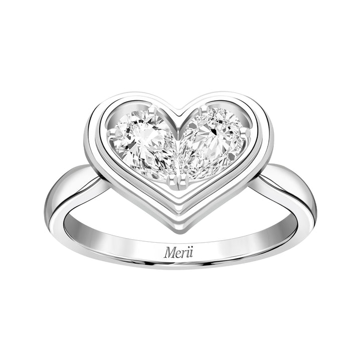 To Have and To Hold: Rhodium Plated 925 Sterling Silver Heart Ring with Pear Cut Cubic Zirconia