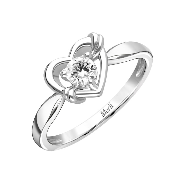 To Have and To Hold: Rhodium Plated 925 Sterling Silver Heart Ring with Round Cut Cubic Zirconia