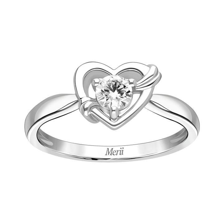 To Have and To Hold: Rhodium Plated 925 Sterling Silver Heart Ring with Round Cut Cubic Zirconia