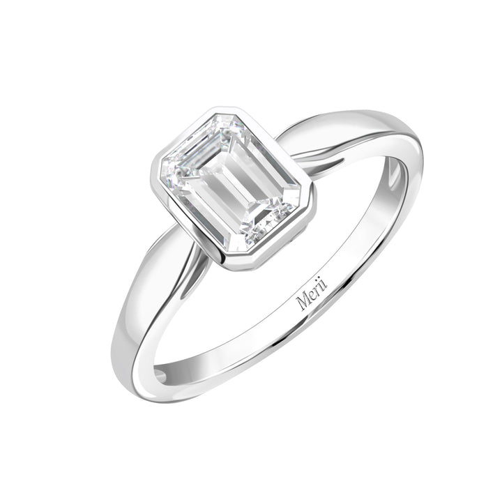 Little piece of me: Silver Rhodium Plated with Octagon CZ Bezel Set Solitaire Ring