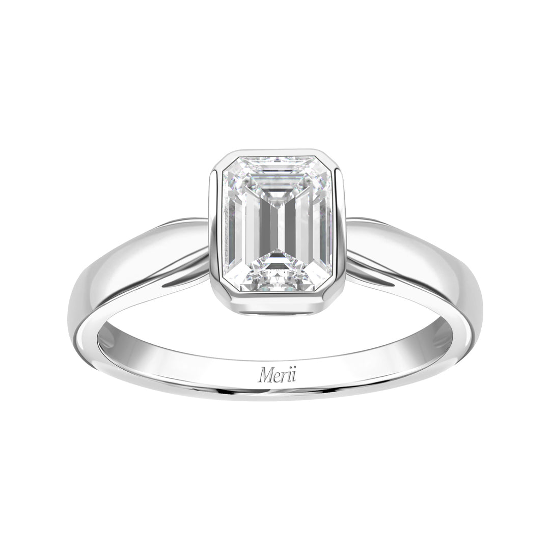 Little piece of me: Silver Rhodium Plated with Octagon CZ Bezel Set Solitaire Ring