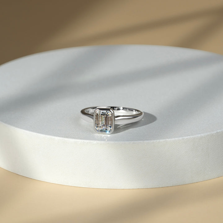 Little piece of me: Silver Rhodium Plated with Octagon CZ Bezel Set Solitaire Ring