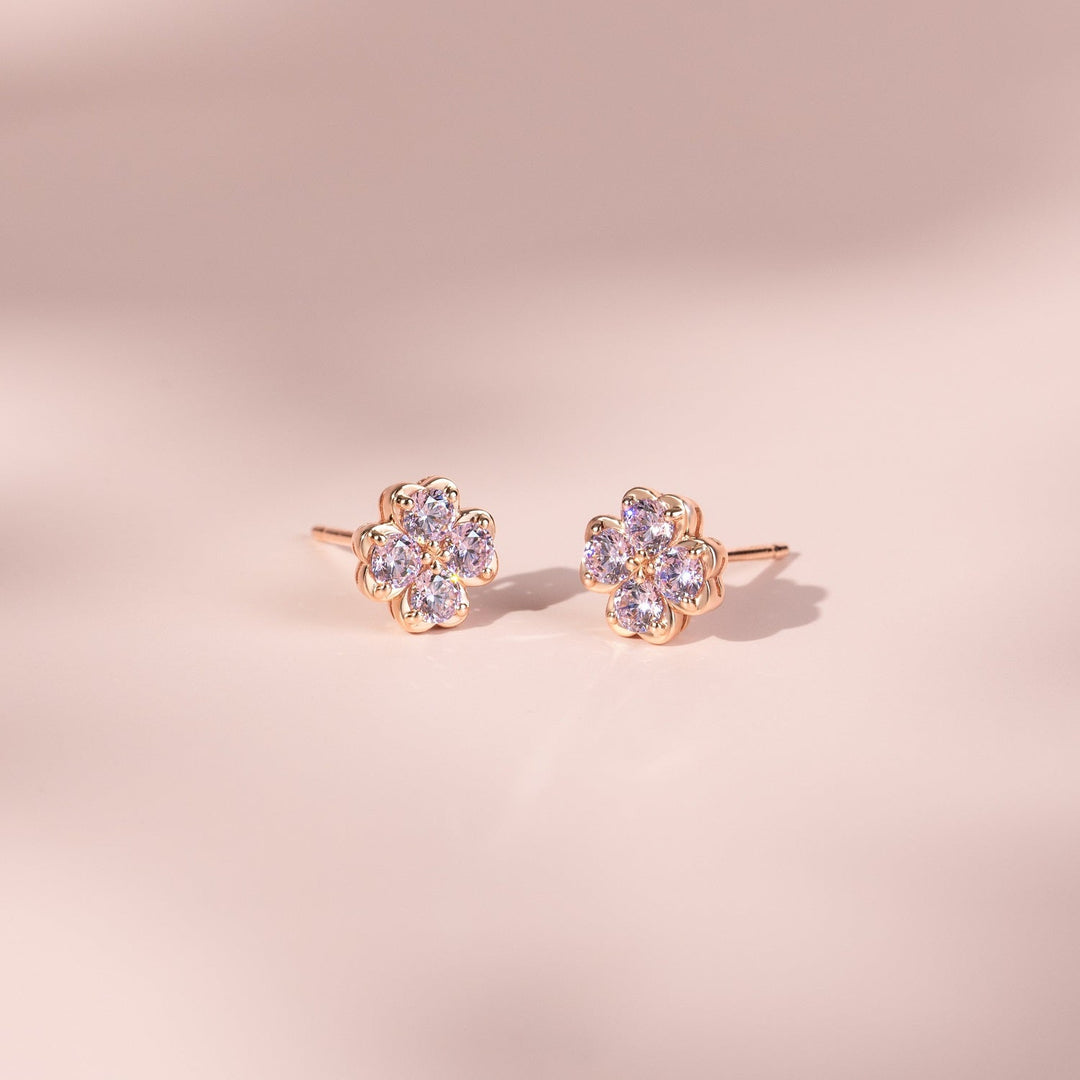 225E0300-01-Rose-Gold-Plated-with-Pink-CZ-Stud-Earrings