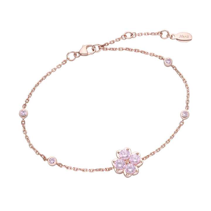 225L0065-01-Lucky-Clover-Silver-Rose-Gold-Plated-Pink-CZ-Clover-Bracelet