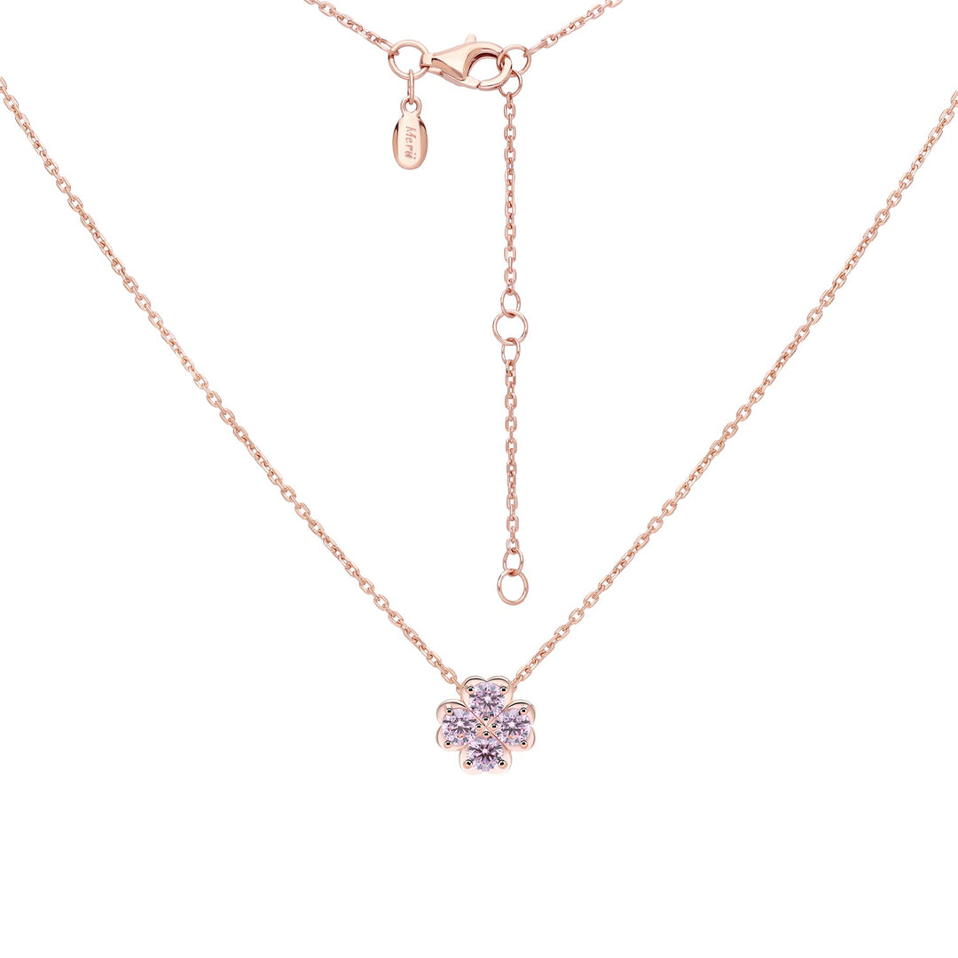 225N0201-01-Lucky-Clover-Silver-Rose-Gold-Plated-Pink-CZ-Clover-Chain-Necklace