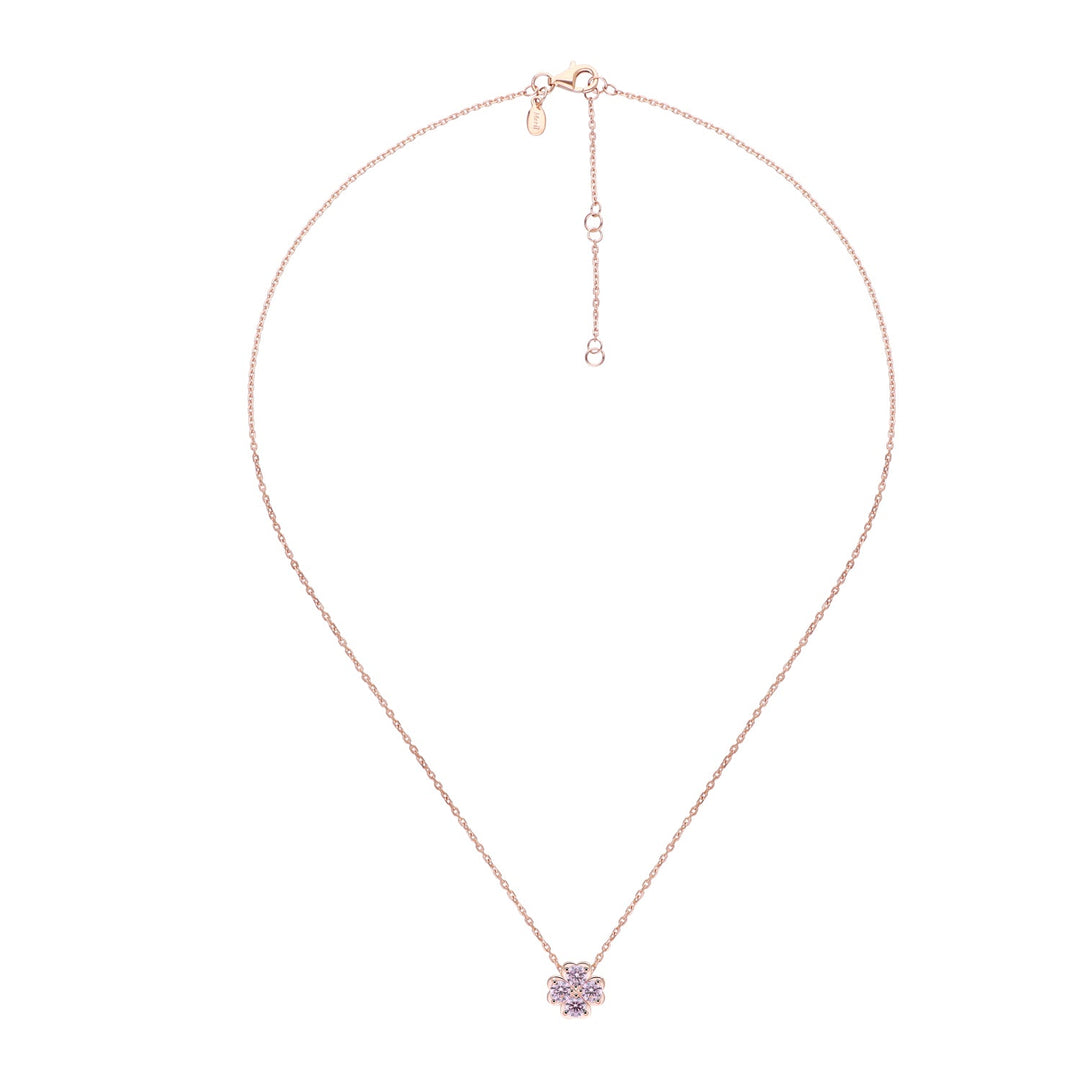 225N0201-01-Lucky-Clover-Silver-Rose-Gold-Plated-Pink-CZ-Clover-Chain-Necklace