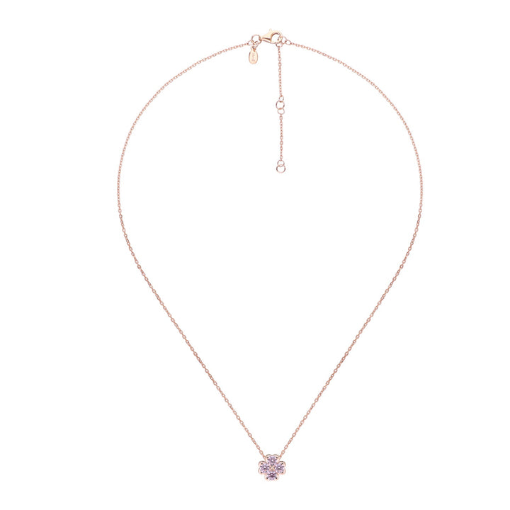 225N0201-01-Lucky-Clover-Silver-Rose-Gold-Plated-Pink-CZ-Clover-Chain-Necklace