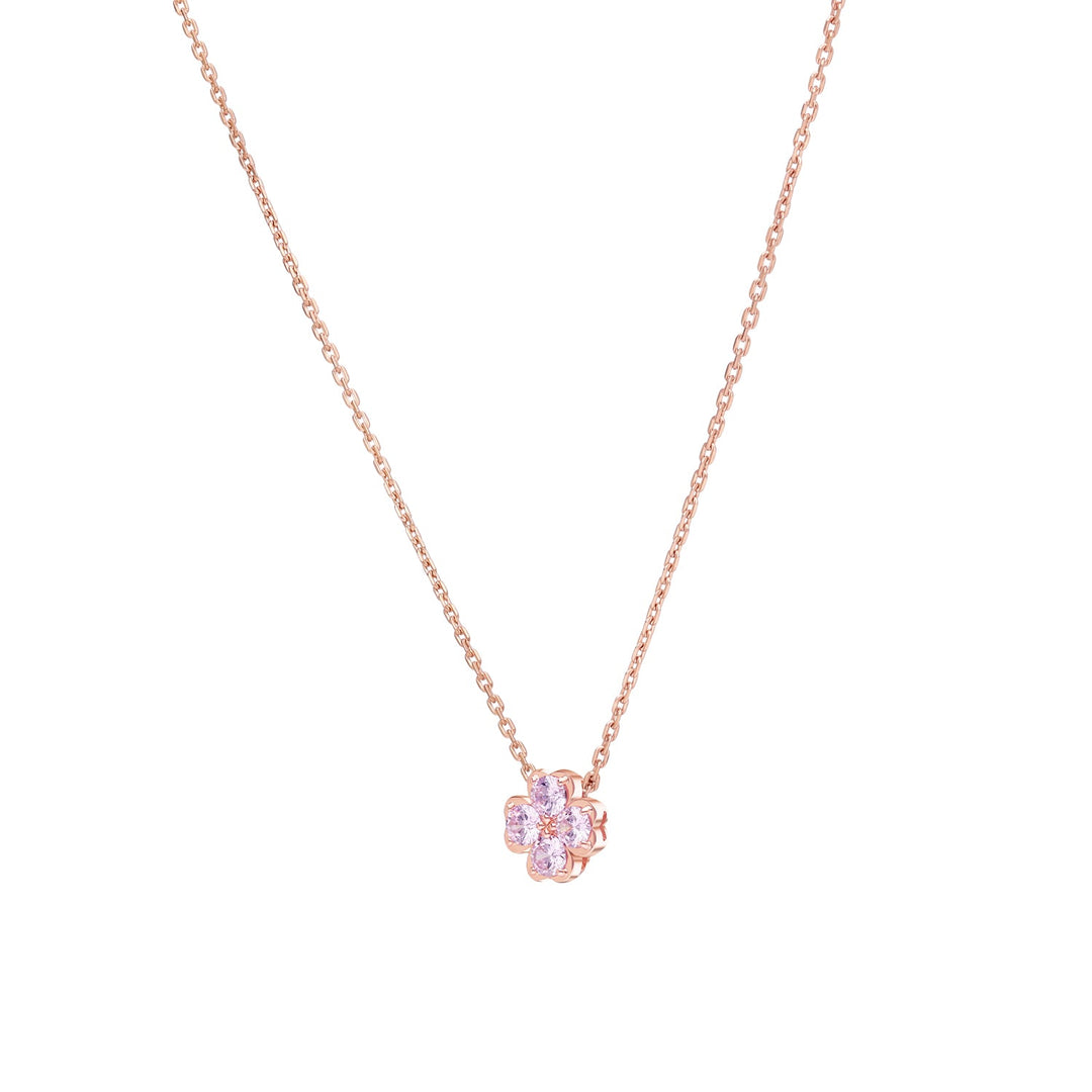 225N0201-01-Lucky-Clover-Silver-Rose-Gold-Plated-Pink-CZ-Clover-Chain-Necklace